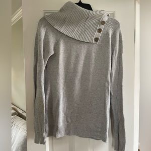 Women’s Grey Cowl-Neck Sweater with Buttons